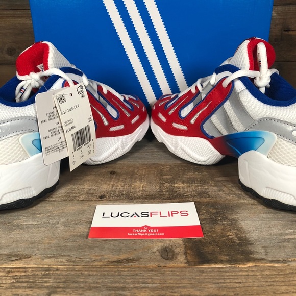 NEW adidas EQT Gazelle J White Red Blue Womens - Picture 5 of 6